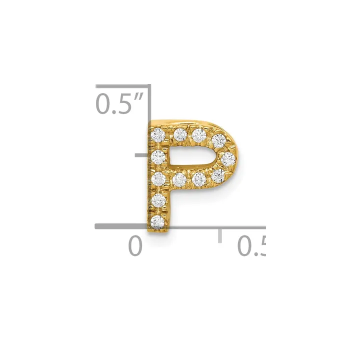 TreasureFineJewelers Charm Necklaces 10k Yellow Gold Diamond Letter P Initial Charm