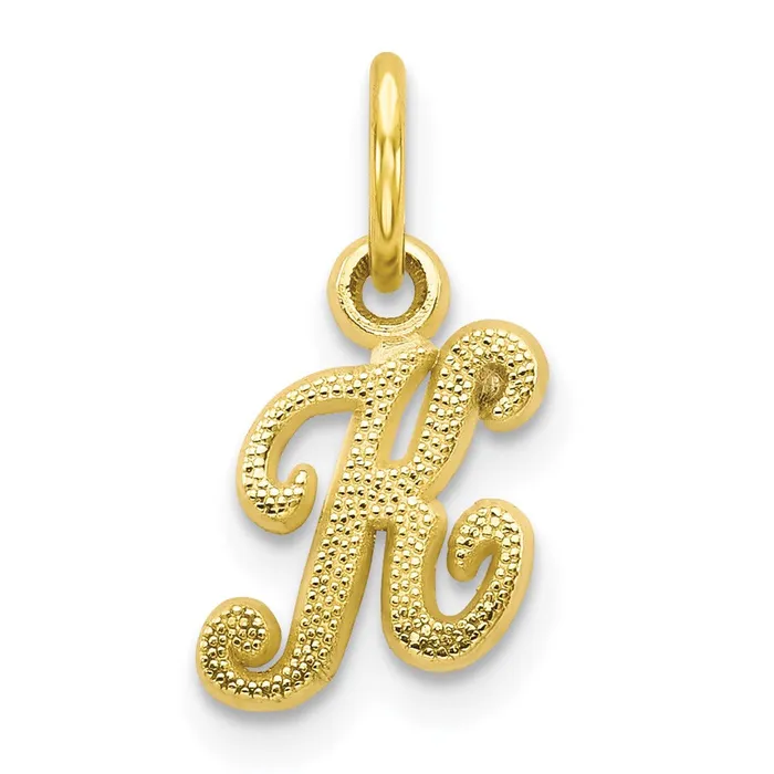 TreasureFineJewelers Charm Necklaces 10k Yellow Gold Initial K Charm