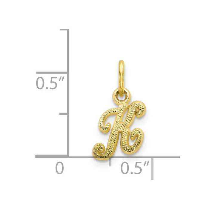 TreasureFineJewelers Charm Necklaces 10k Yellow Gold Initial K Charm