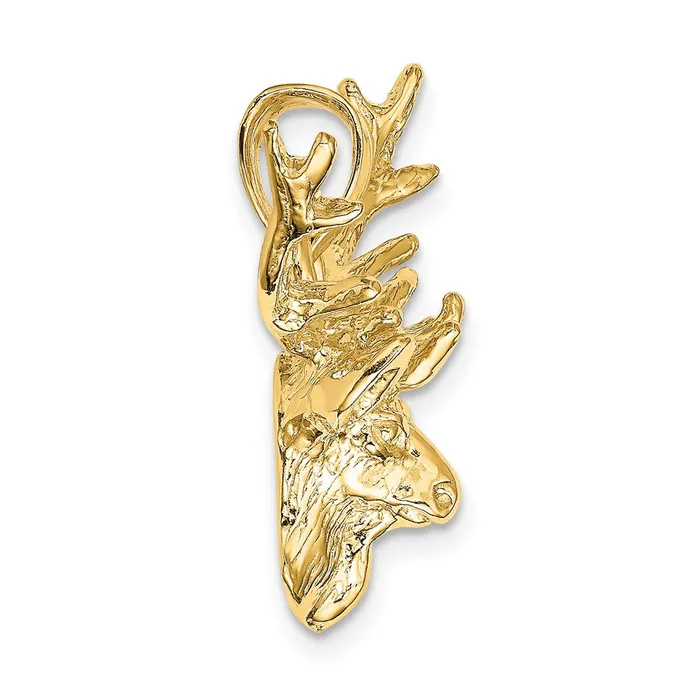 TreasureFineJewelers Charm Necklaces 14K 2D Deer Head 8 Point Buck Charm
