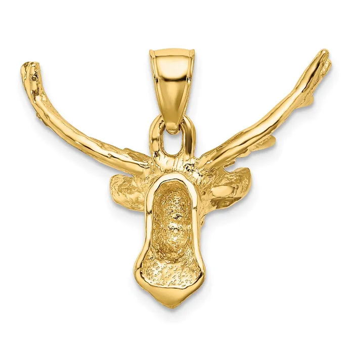 TreasureFineJewelers Charm Necklaces 14K 2D Deer Head 8 Point Buck Charm