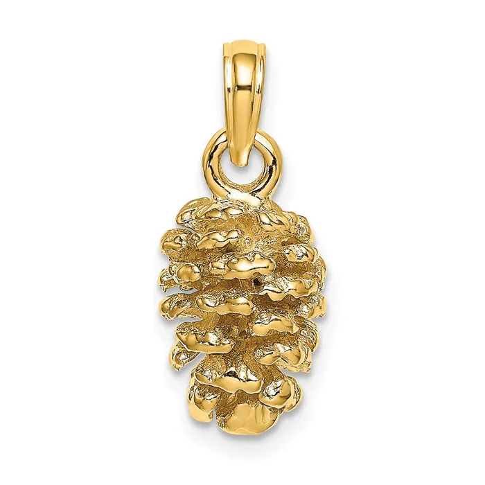 TreasureFineJewelers Charm Necklaces 14K 3D Pinecone Charm