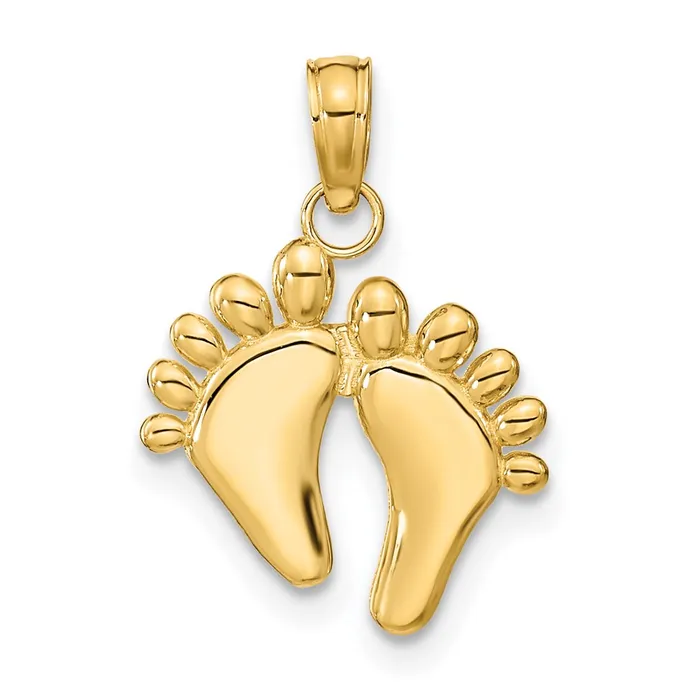 TreasureFineJewelers Charm Necklaces 14K Double Feet Hang Ten Style Charm TreasureFineJewelers Charm Necklaces 14K Double Feet Hang Ten Style Charm