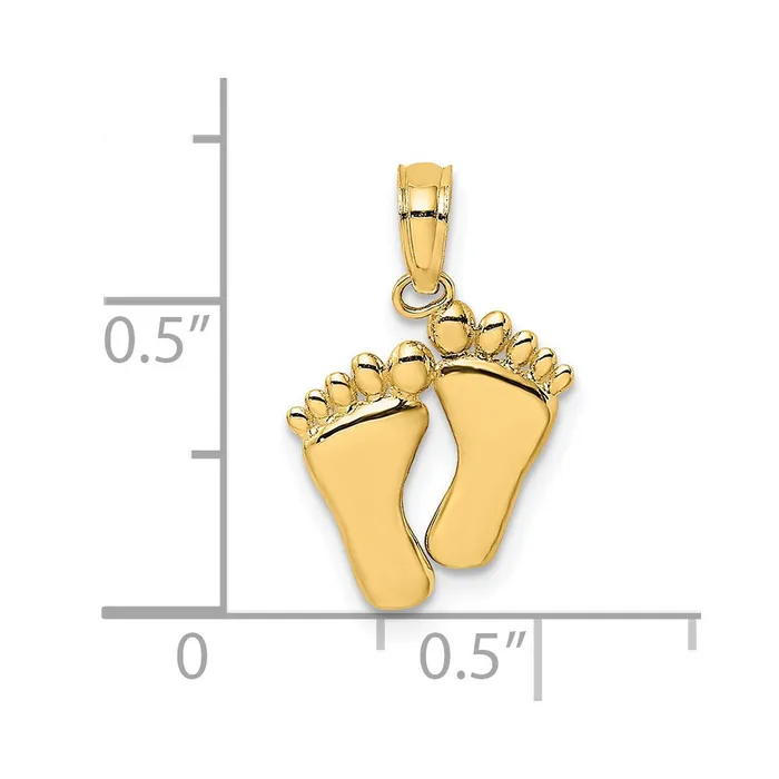 TreasureFineJewelers Charm Necklaces 14K Double Feet Hang Ten Style Charm