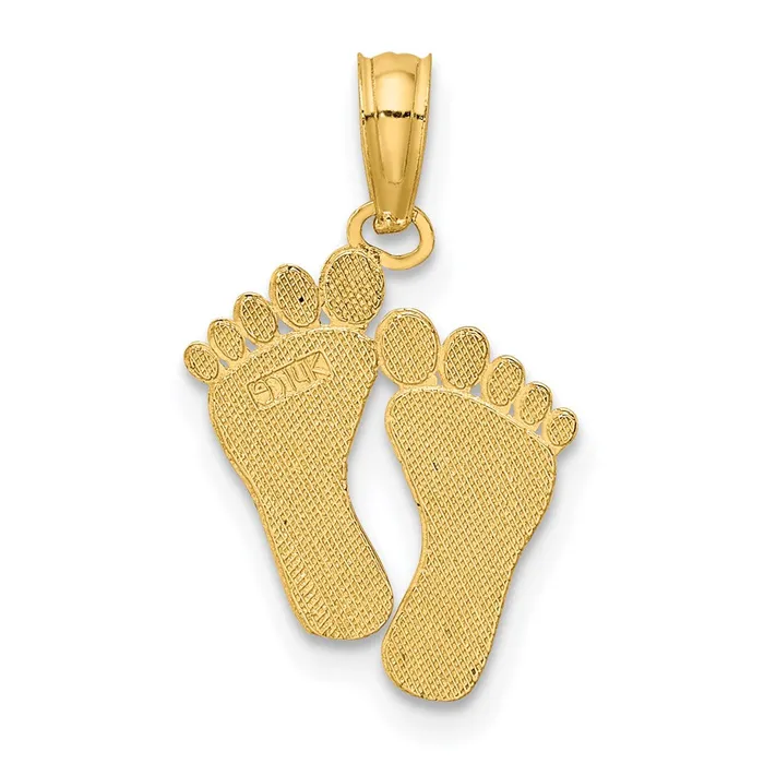 TreasureFineJewelers Charm Necklaces 14K Double Feet Hang Ten Style Charm