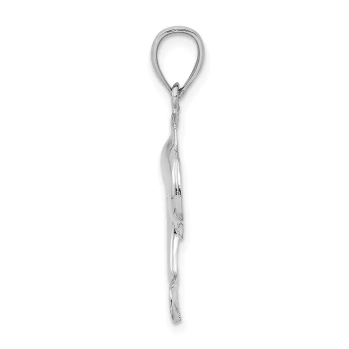 TreasureFineJewelers Charm Necklaces 14K White Gold Polished Jumping Dolphin Charm
