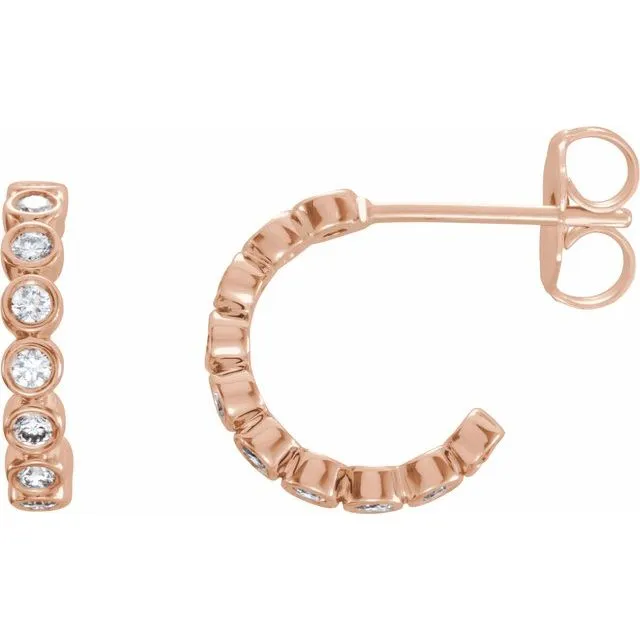 TreasureFineJewelers Earrings 14K Rose 14 CTW Diamond Hoop Earrings