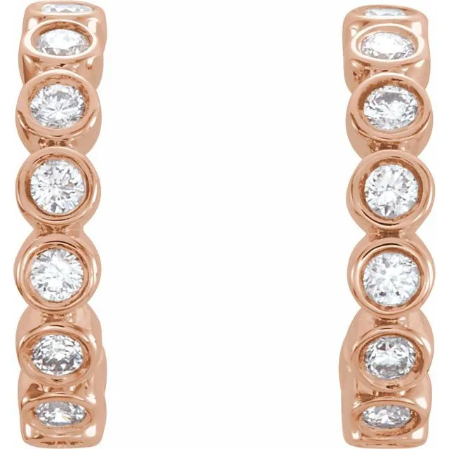 TreasureFineJewelers Earrings 14K Rose 14 CTW Diamond Hoop Earrings