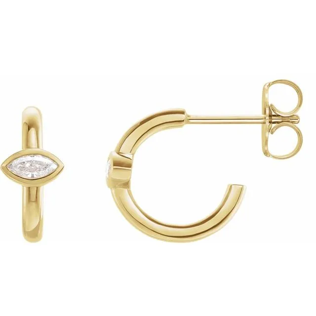 TreasureFineJewelers Earrings 14K Yellow Gold 18 CTW Natural Diamond Huggie Hoop Earrings