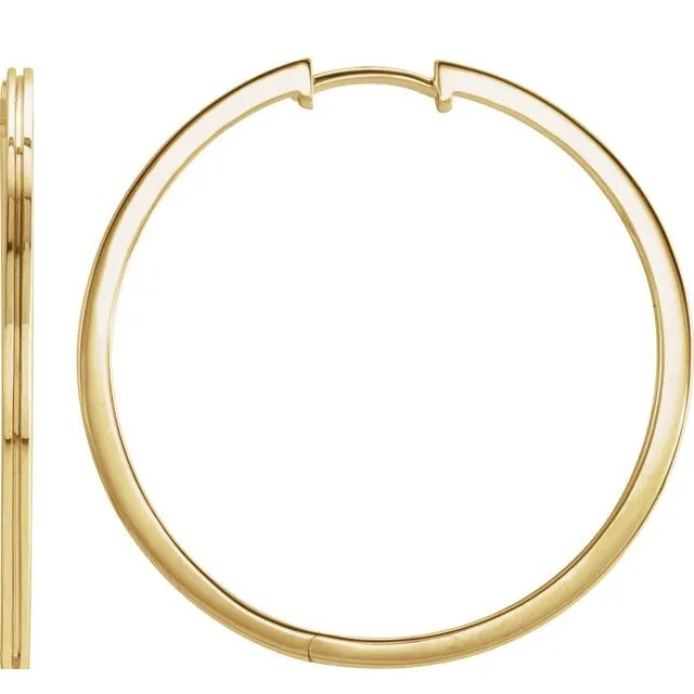 TreasureFineJewelers Earrings 14K Yellow Gold 30 mm Grooved Hoop Earrings