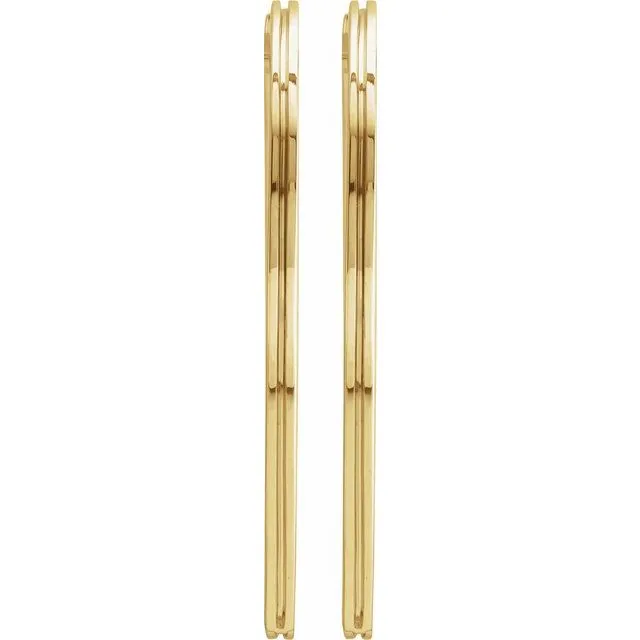 TreasureFineJewelers Earrings 14K Yellow Gold 30 mm Grooved Hoop Earrings