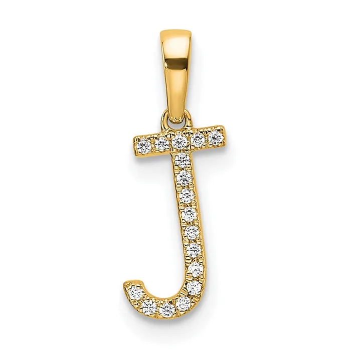 TreasureFineJewelers Necklaces 10k Yellow Gold Diamond Letter J Initial Pendant TreasureFineJewelers Necklaces 10k Yellow Gold Diamond Letter J Initial Pendant