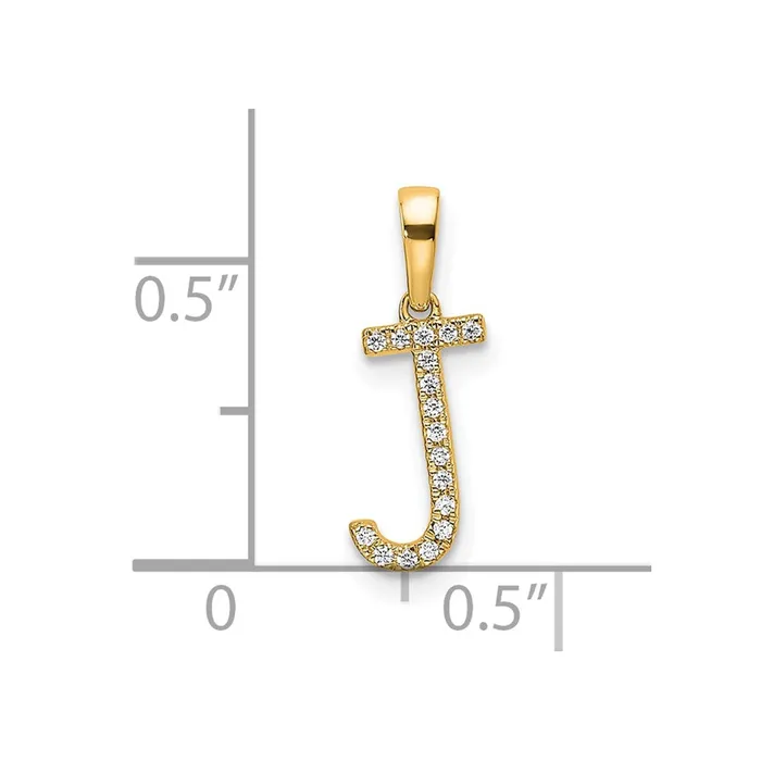 TreasureFineJewelers Necklaces 10k Yellow Gold Diamond Letter J Initial Pendant