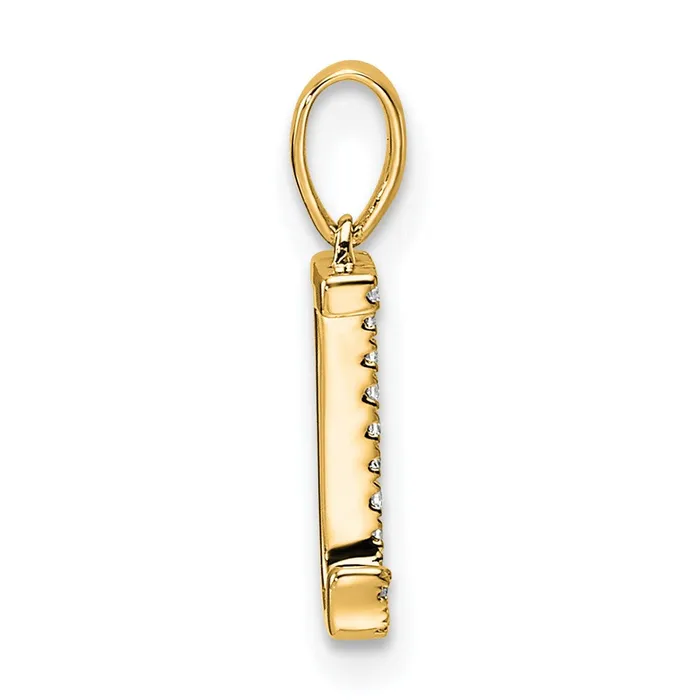 TreasureFineJewelers Necklaces 10k Yellow Gold Diamond Letter J Initial Pendant