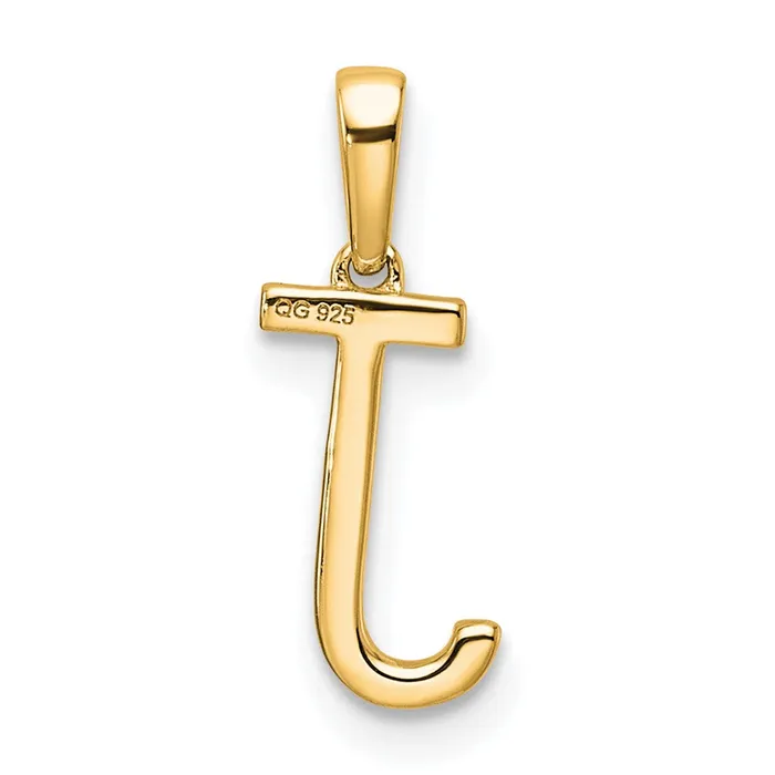 TreasureFineJewelers Necklaces 10k Yellow Gold Diamond Letter J Initial Pendant