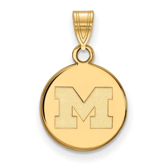 TreasureFineJewelers Necklaces 14k Gold University of Michigan Letter M Small Disc Pendant TreasureFineJewelers Necklaces 14k Gold University of Michigan Letter M Small Disc Pendant