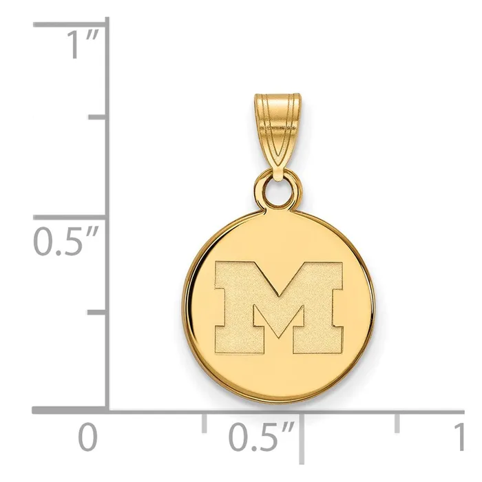 TreasureFineJewelers Necklaces 14k Gold University of Michigan Letter M Small Disc Pendant