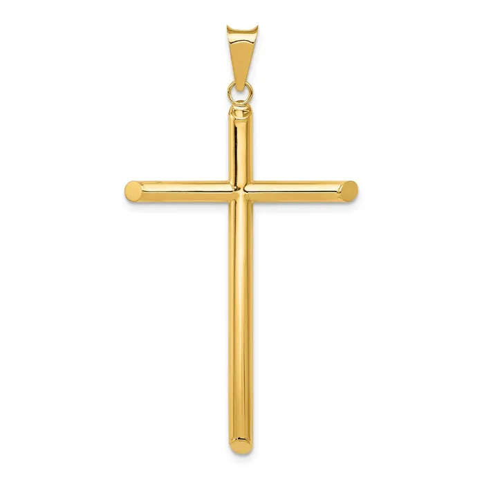TreasureFineJewelers Necklaces 14k Polished Tube Cross Pendant