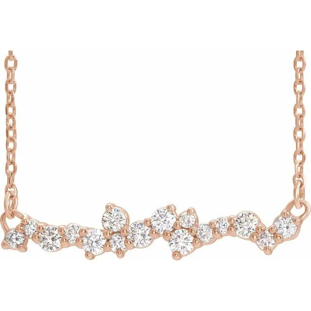 TreasureFineJewelers Necklaces 14K Rose Gold 13 CTW Natural Diamond Scattered Bar 18 Necklace TreasureFineJewelers Necklaces 14K Rose Gold 13 CTW Natural Diamond Scattered Bar 18 Necklace
