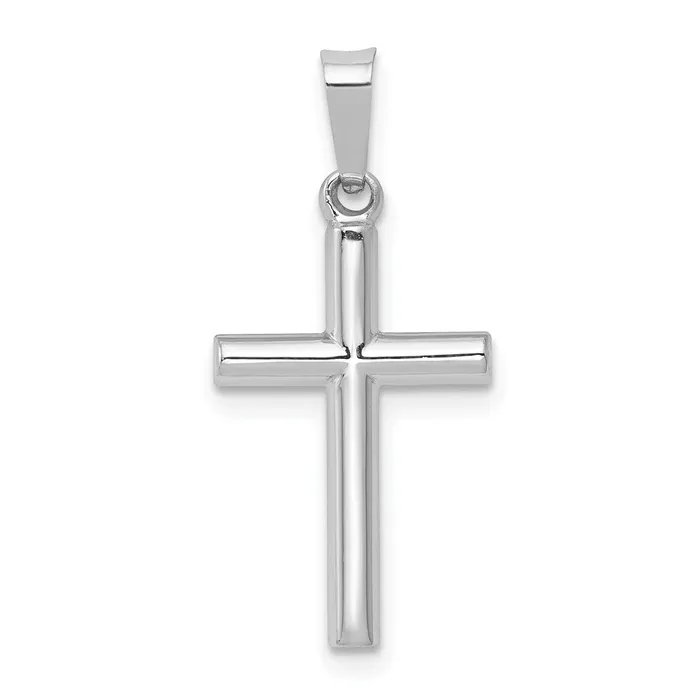 TreasureFineJewelers Necklaces 14K White Gold Polished Hollow Latin Cross Pendant TreasureFineJewelers Necklaces 14K White Gold Polished Hollow Latin Cross Pendant