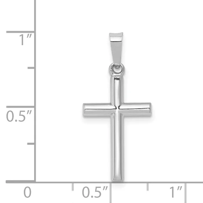TreasureFineJewelers Necklaces 14K White Gold Polished Hollow Latin Cross Pendant