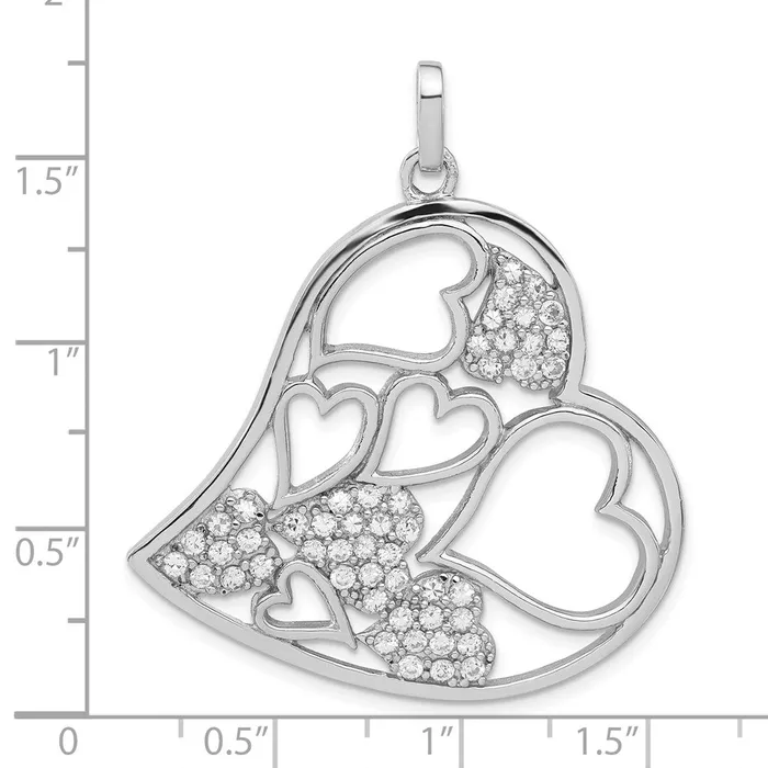 TreasureFineJewelers Necklaces Sterling Silver CZ Heart Pendant