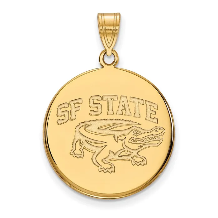 TreasureFineJewelers Necklaces Sterling Silver Goldplated San Francisco State University Large Disc Pendant TreasureFineJewelers Necklaces Sterling Silver Goldplated San Francisco State University Large Disc Pendant