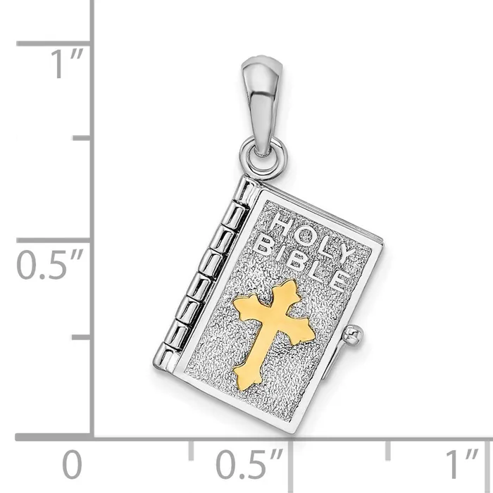 TreasureFineJewelers Necklaces Sterling Silver Polished 3D Lords Prayer Holy Bible Pendant