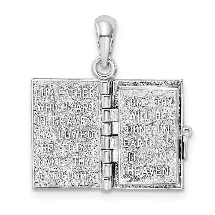 TreasureFineJewelers Necklaces Sterling Silver Polished 3D Lords Prayer Holy Bible Pendant