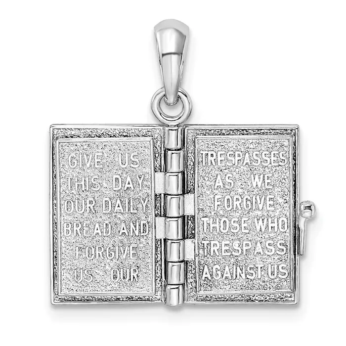TreasureFineJewelers Necklaces Sterling Silver Polished 3D Lords Prayer Holy Bible Pendant