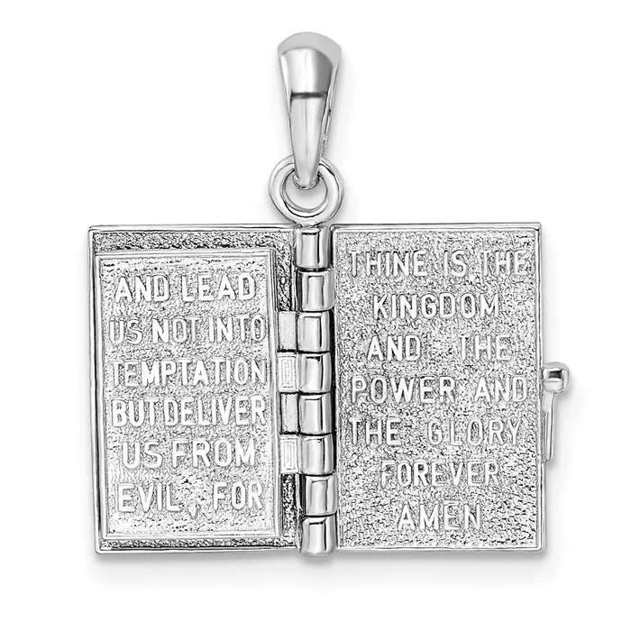TreasureFineJewelers Necklaces Sterling Silver Polished 3D Lords Prayer Holy Bible Pendant