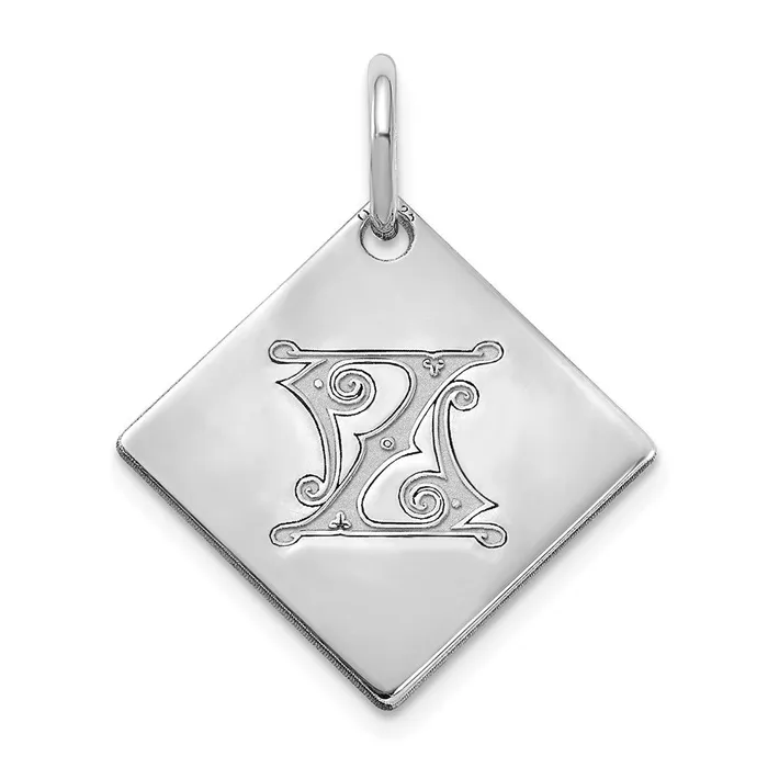 TreasureFineJewelers Necklaces Sterling Silver Polished Gold Letter Z Initial Charm TreasureFineJewelers Necklaces Sterling Silver Polished Gold Letter Z Initial Charm