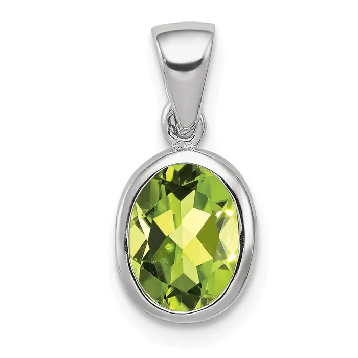 TreasureFineJewelers Necklaces Sterling Silver Rhodiumplated Peridot Pendant TreasureFineJewelers Necklaces Sterling Silver Rhodiumplated Peridot Pendant