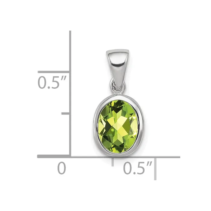 TreasureFineJewelers Necklaces Sterling Silver Rhodiumplated Peridot Pendant