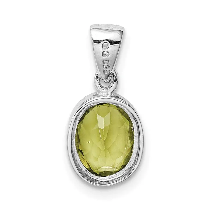 TreasureFineJewelers Necklaces Sterling Silver Rhodiumplated Peridot Pendant