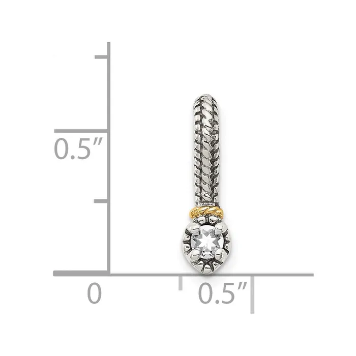TreasureFineJewelers Necklaces Sterling Silver w 14k Polished White Gold Topaz Chain Slide Pendant