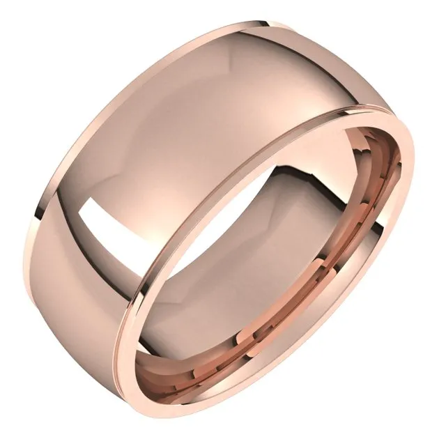 TreasureFineJewelers Rings 10K Rose Gold 8 mm Half Round Edge Comfort Fit Wedding Band TreasureFineJewelers Rings 10K Rose Gold 8 mm Half Round Edge Comfort Fit Wedding Band