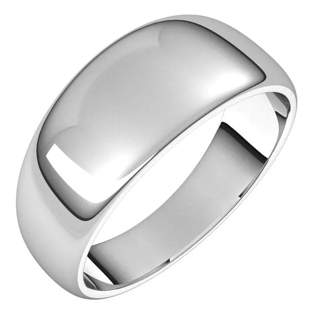 TreasureFineJewelers Rings 10K White Gold 8 mm Half Round Tapered Wedding Band TreasureFineJewelers Rings 10K White Gold 8 mm Half Round Tapered Wedding Band