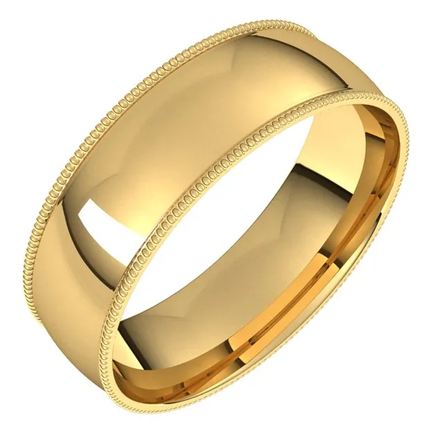 TreasureFineJewelers Rings 10K Yellow Gold 6 mm Milgrain Half Round Comfort Fit Light Wedding Band TreasureFineJewelers Rings 10K Yellow Gold 6 mm Milgrain Half Round Comfort Fit Light Wedding Band
