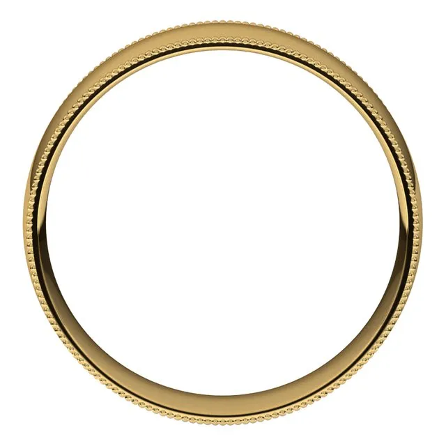 TreasureFineJewelers Rings 10K Yellow Gold 6 mm Milgrain Half Round Comfort Fit Light Wedding Band