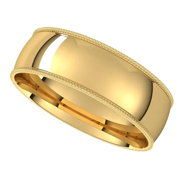 TreasureFineJewelers Rings 10K Yellow Gold 6 mm Milgrain Half Round Comfort Fit Light Wedding Band