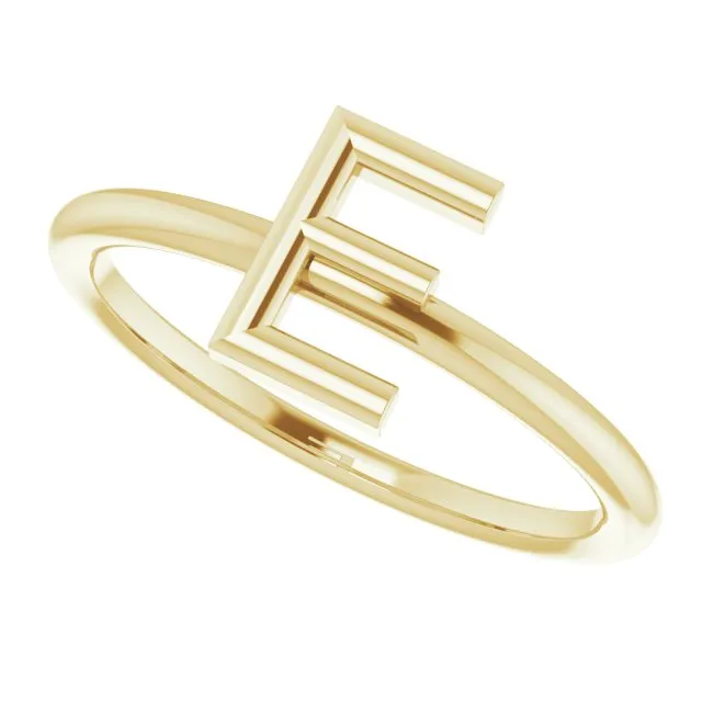TreasureFineJewelers Rings 14K Yellow Initial E Ring