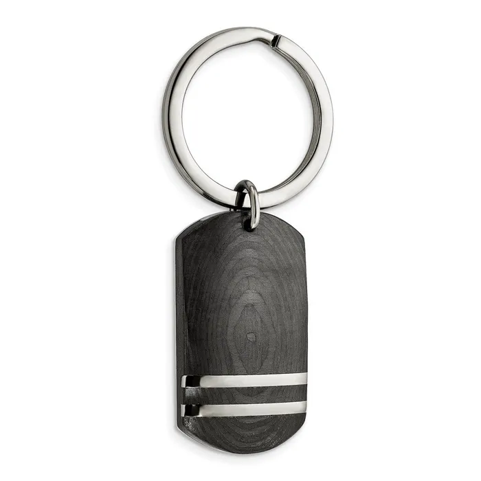 TreasureFineJewelers Rings Chisel Stainless Steel Polished with Solid Carbon Fiber Key Ring TreasureFineJewelers Rings Chisel Stainless Steel Polished with Solid Carbon Fiber Key Ring