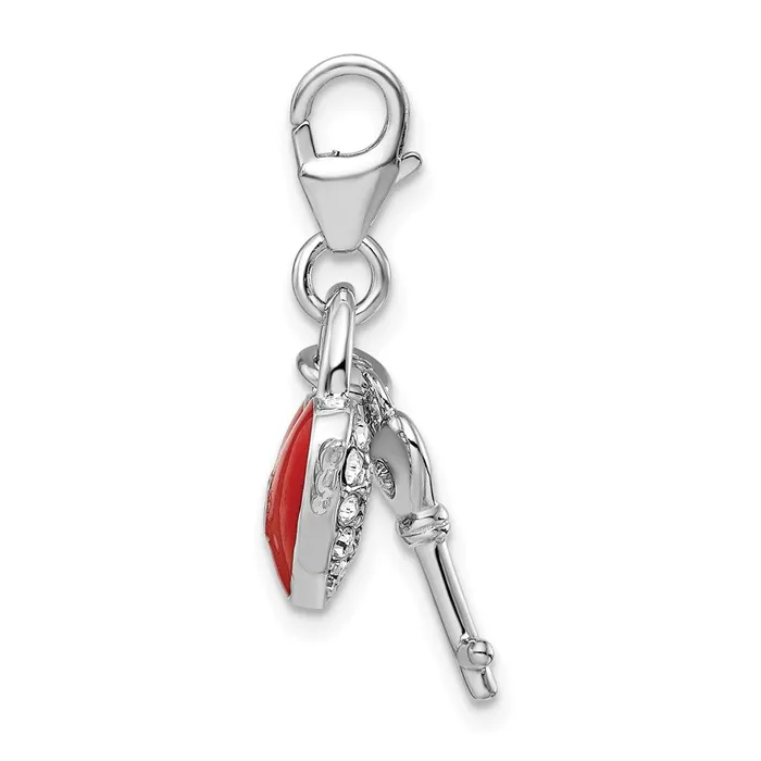 TreasureFineJewelers Rings Sterling Silver Amore La Vita Rhpl Enamel Swarovski Wing Heart Key Charm