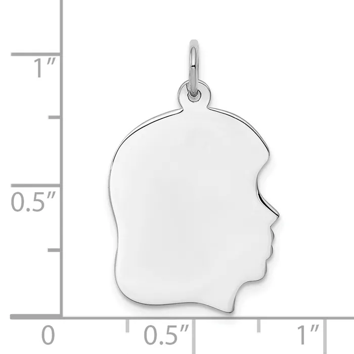 TreasureFineJewelers Rings Sterling Silver Rhodplate Eng Girl Polish FrontSatin Back Disc Charm