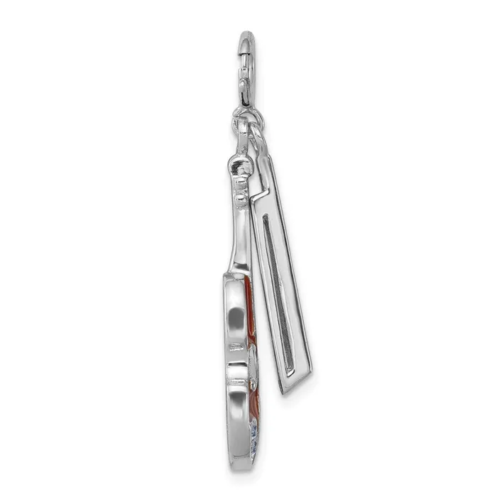 TreasureFineJewelers Rings Sterling Silver Rhodiumplated Enameled Preciosa Crystal Violin Charm