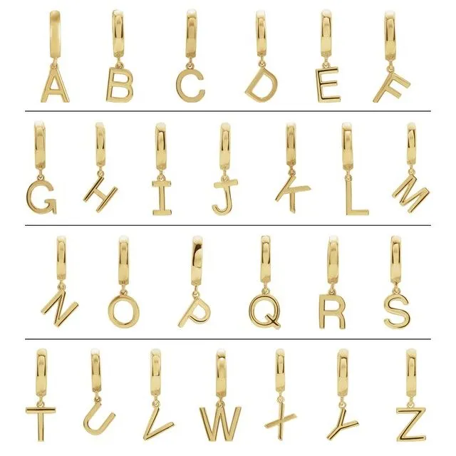 TreasureFineJewelers Sterling Silver Initial W Hinged Huggie Earring Earrings