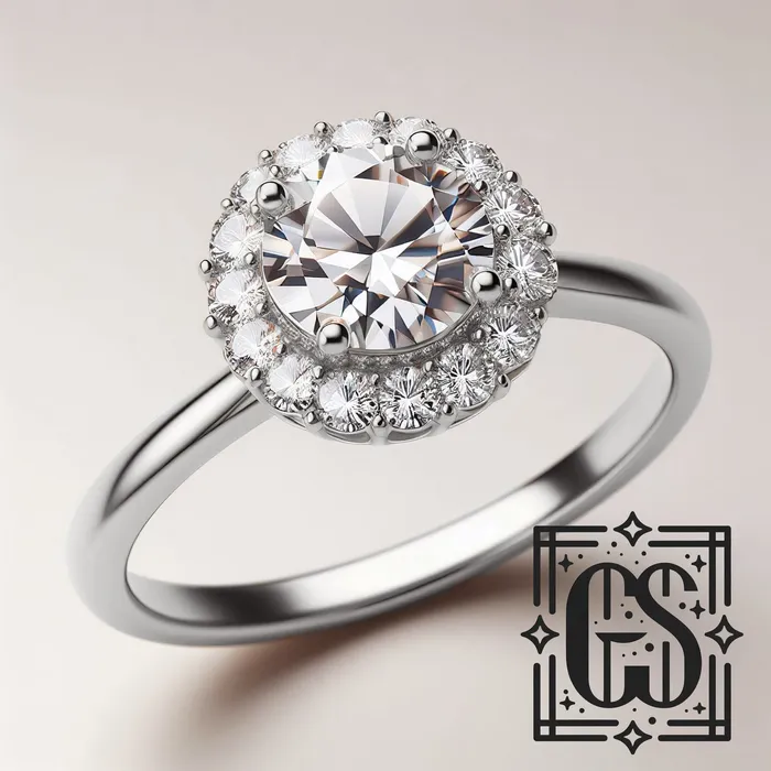 14k White Gold Diamond Halo Engagement Ring Gold Lab Grown Diamond Created Diamond Halo Engagement Ring Moissanite Ring White Gold FL LLC Rings