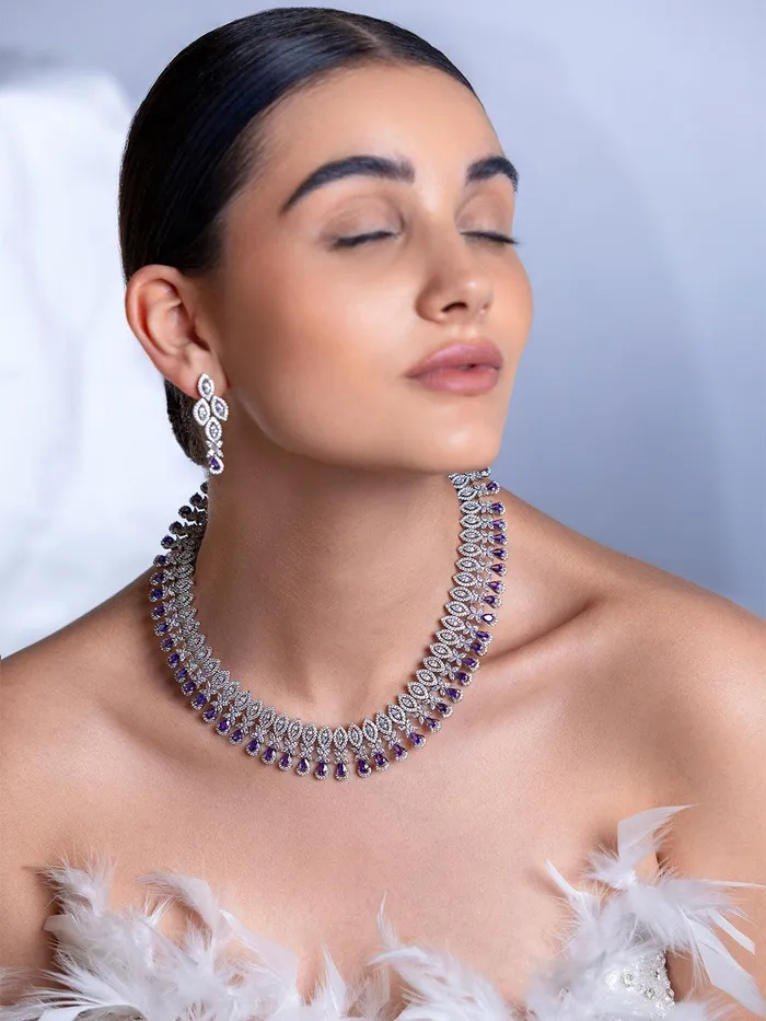 Amythyst Lace CZ Necklace Set Curio Cottage Necklaces