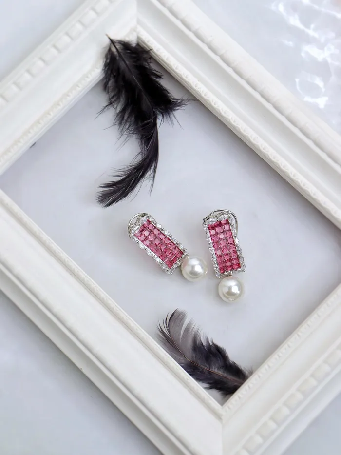 Curio Cottage Earrings Drop of Pink CZ Earrings Curio Cottage Earrings Drop of Pink CZ Earrings